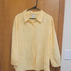 CJ Banks Light Yellow Casual Button Down Shirt
